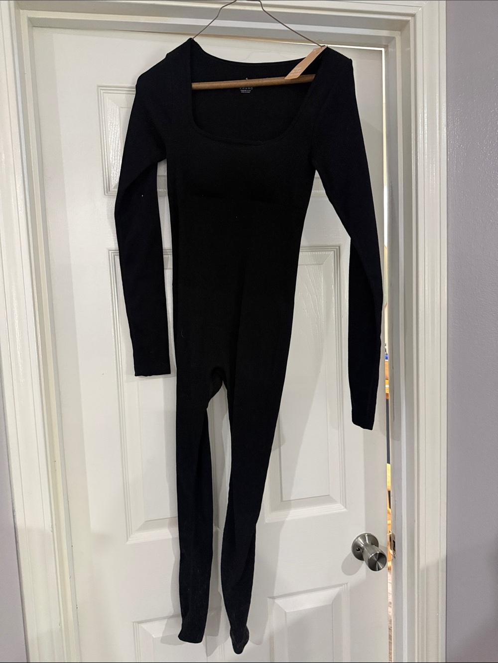 Women’s Black Long-Sleeve Thermal Onesie